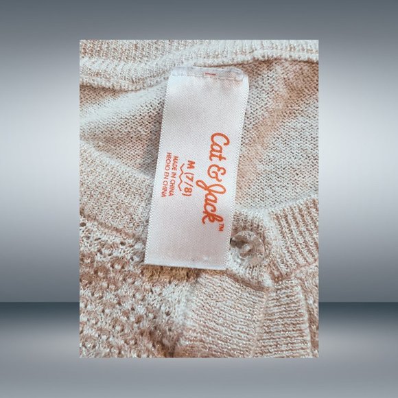 Cat & Jack Oatmeal and Gold Glitter Button Up Cardigan - Clear Buttons - Picture 5 of 5